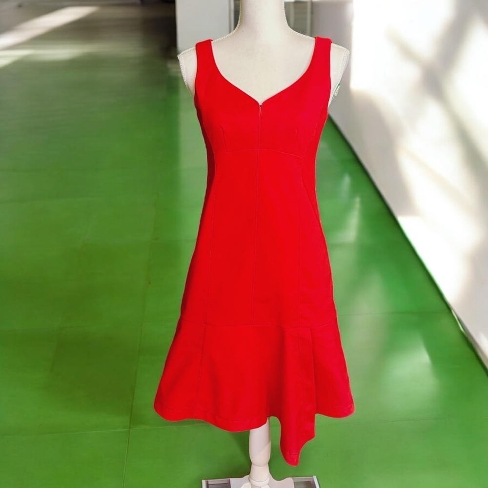Nanette Lepore Poplin ‘Come Sail Away Dress’ with Flounce Hem in Red Size 0